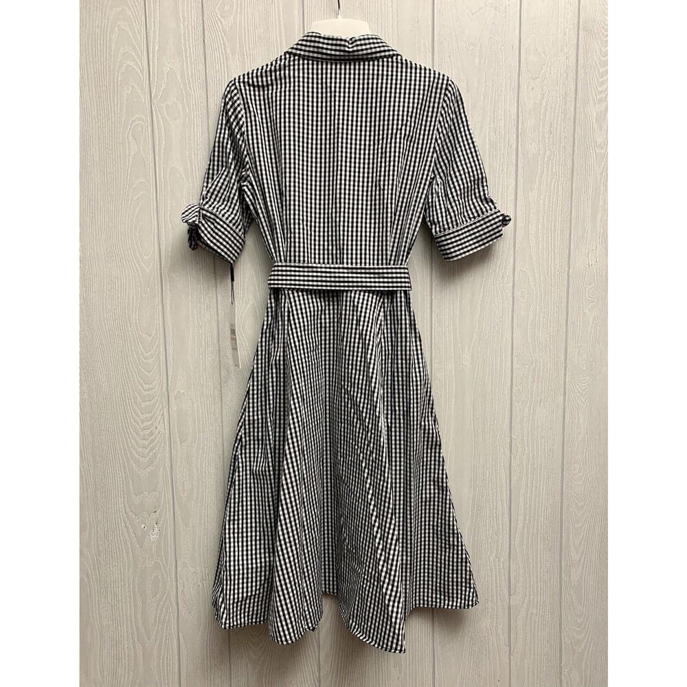 Calvin Klein Button Up Shirt Dress Gingham Print Black White Size 2 NWT - Picture 6 of 8
